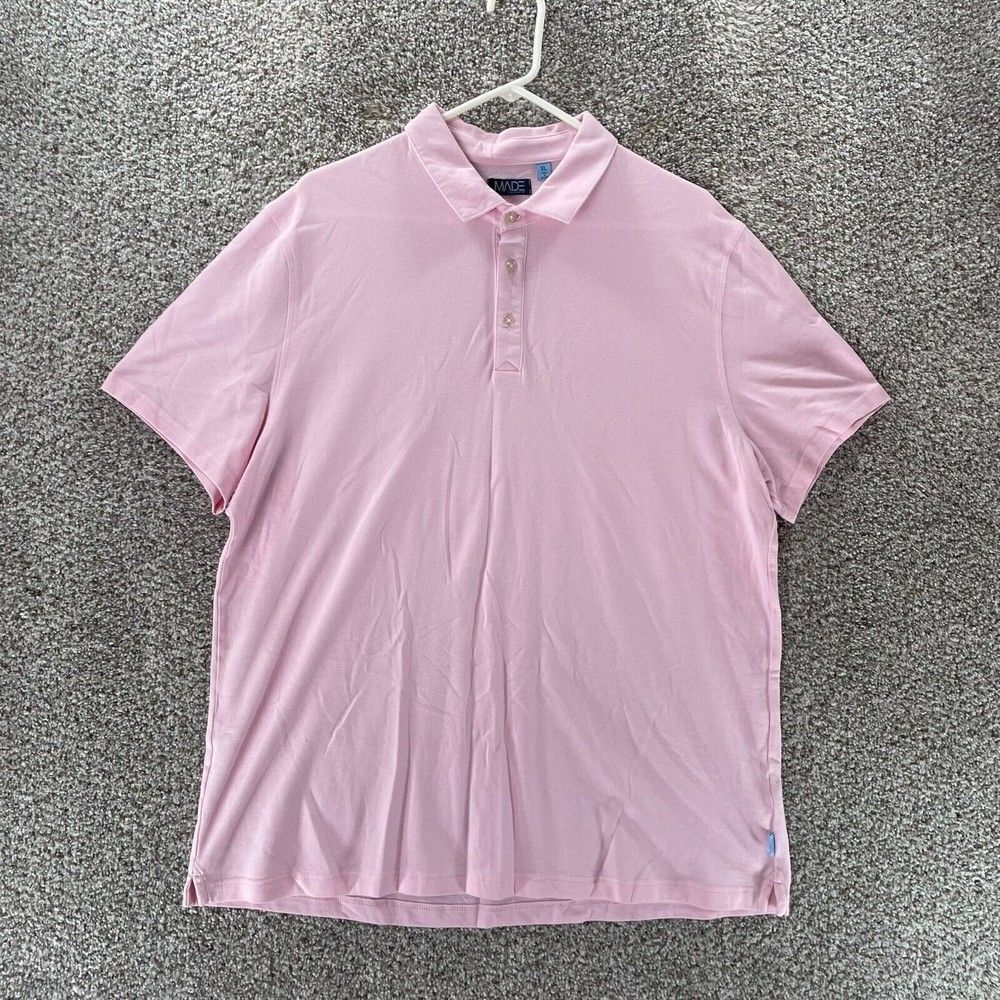 Made Cam Newton Polo Shirt Mens Extra Large Pink Cotton Preppy Casual‎ Buttons